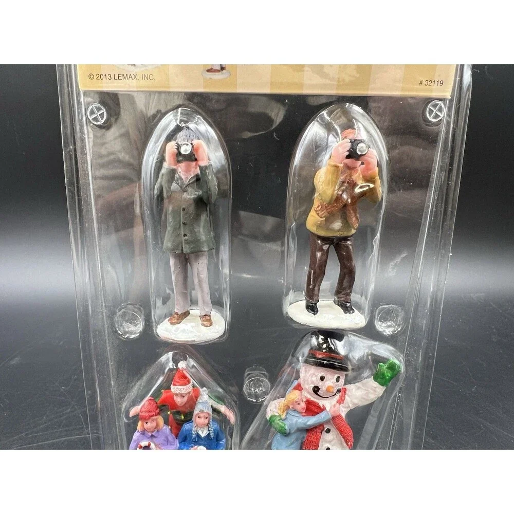 Lemax Set of 4 Christmas Figures w/ Snowman - Picture 2 of 6